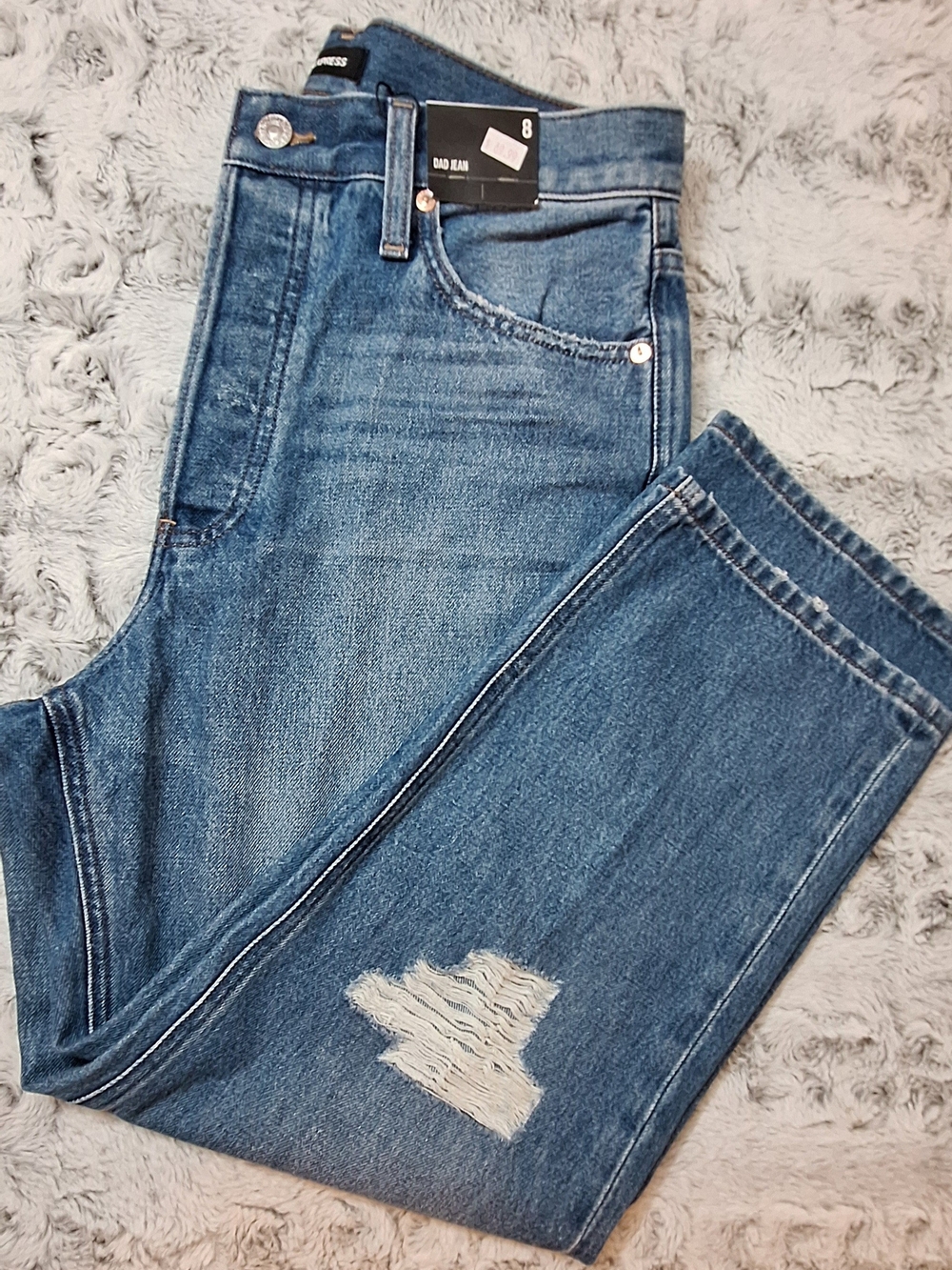 NWT Express High Rise Dad Jean Light Wash Button Fly - Size 8